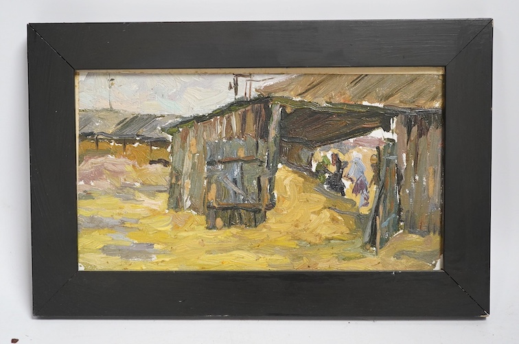 Ukrainian school, two oils on board, Rural landscapes, details verso, including ‘Basiel Mazur (Vasiliy Fyodorovich)’, largest 22.5 x 25cm. Condition - good